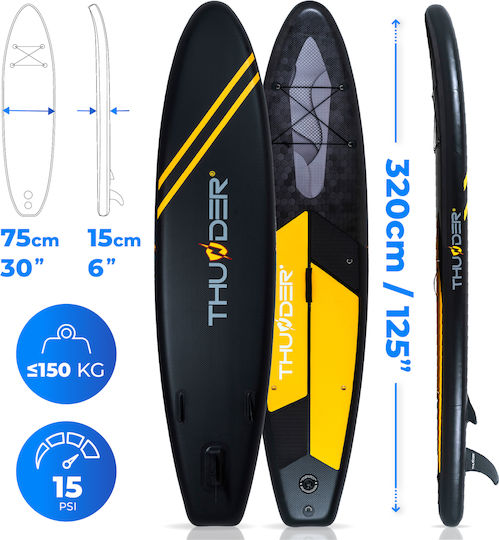 Thunder Inflatable SUP Board 320cm Gonflabilă Placă SUP cu Lungime 3.2m Neagră