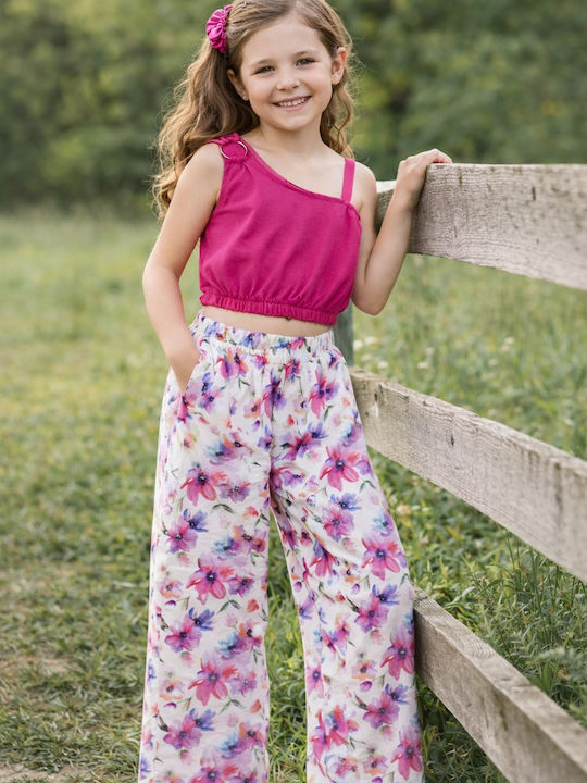 Kids Set with Pants Summer 2 Pieces Fuchsia/Floral