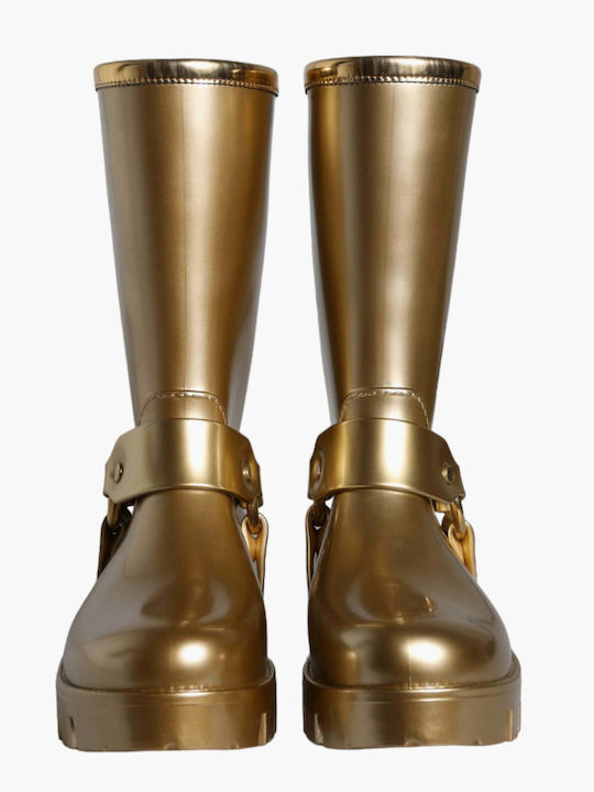 Dolce & Gabbana Damenstiefel mit Gummi Gold