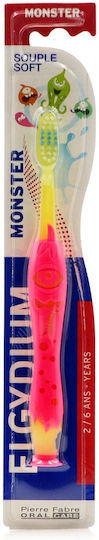 Elgydium Kids Monster Souple Soft Baby Toothbrush For 2+ Years Yellow/Pink