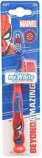 Mr. White Spiderman Παιδική Οδοντόβουρτσα για 3+ Χρονών Κόκκινη