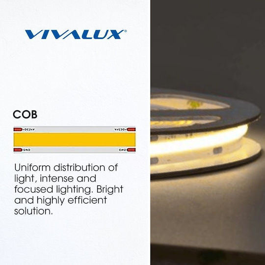 Vivalux LED Лента За Телевизор 24V Неутрално Бяло Светлина 5m Тип COB с Захранване и Дистанционно Управление