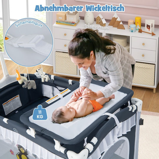 Costway Babybett mit Wickeltisch & Matratze 90x66cm