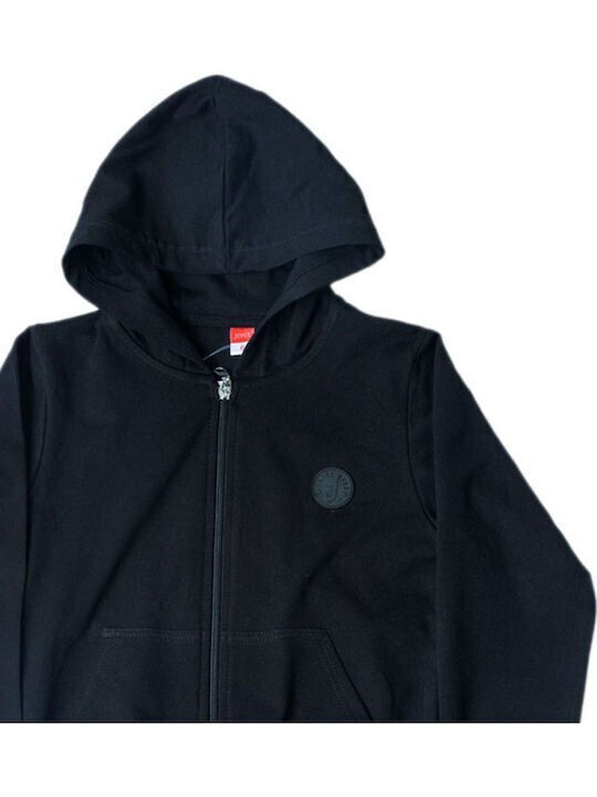 Kinderstrickjacke mit Kapuze Black