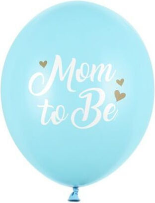Set 6 Balloons Baby Shower Light Blue Latex Mom To Be 30cm
