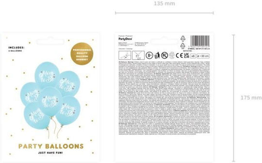Set 6 Balloons Baby Shower Light Blue Latex Mom To Be 30cm