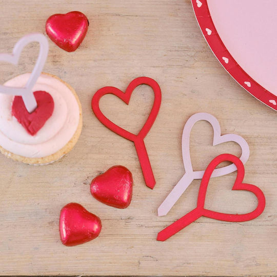 Cupcakes Καρδιές Διακοσμητικό Γλυκών για Party 6τμχ
