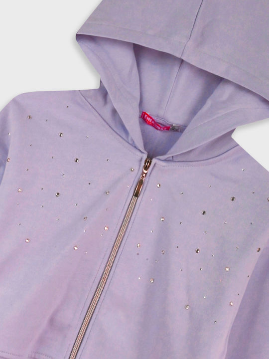 Kinderstrickjacke mit Kapuze Lilac