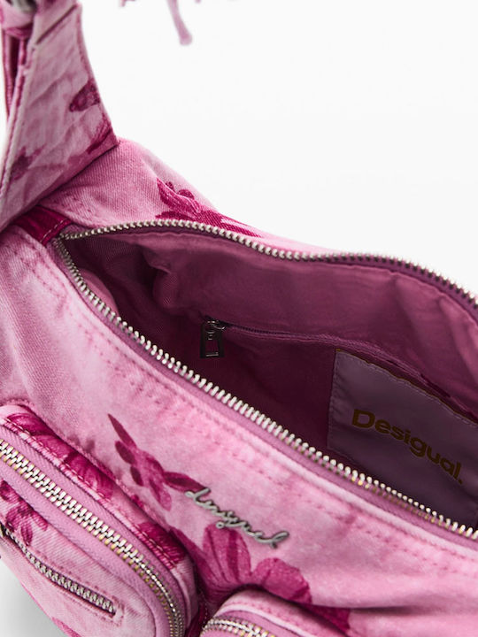Stoff Damen Schultertasche Rosa