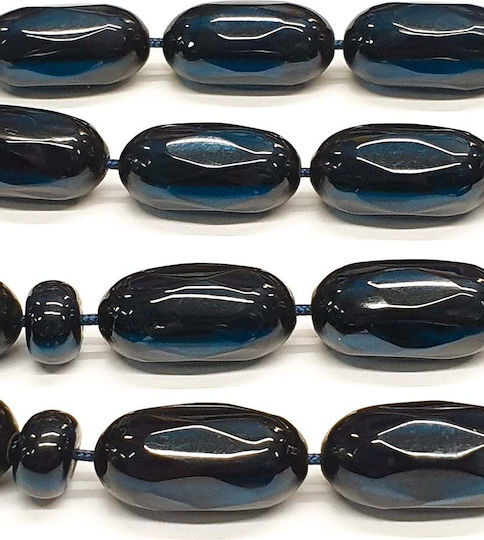 Roloi Komboloi Worry Beads with 17 Beads Made of Mastic Length 38cm Blue