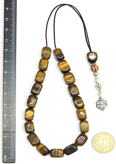 Roloi Komboloi Worry Beads with 19 Beads Eye Of The Tiger Length 27cm Multicolour