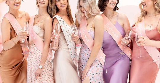 Bachelor Bride To Be & Bridesmaid Fabric Ribbon Metallic 6pcs