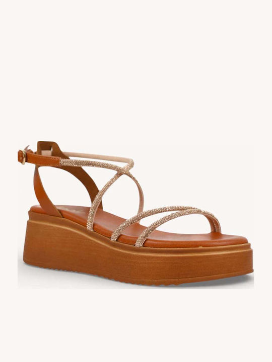 Бронзови Flatforms Глитер Каишки Анатомична Подметка
