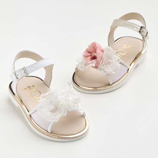 Ever Kid Pantofi De Botez Din Piele Sandale Albe