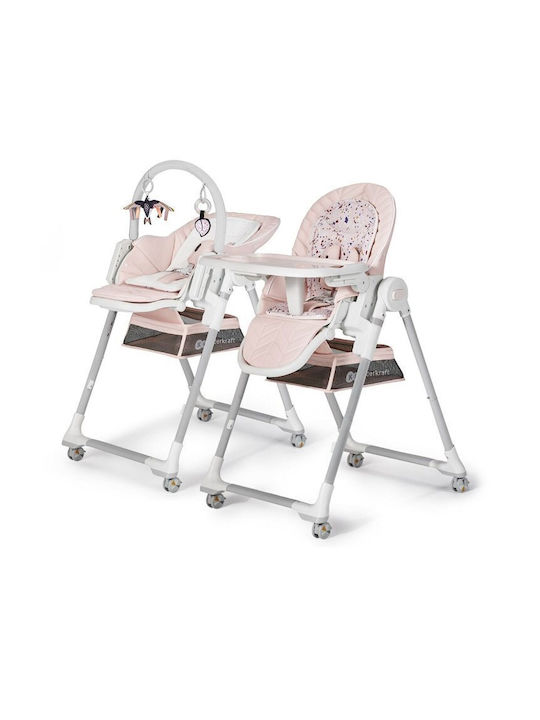 Kinderkraft Lastree Αναδιπλούμενο Καρεκλάκι Φαγητού 2 in 1 με Ρυθμιζόμενο Ύψος Ροζ