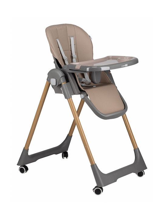 FreeOn And Foldable Baby Highchair With Adjustable Height Brown