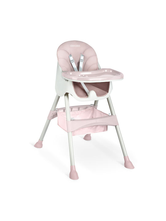 Ricokids Milo Klappbarer Baby Hochstuhl 3 in 1 mit Höhenverstellbar Rosa