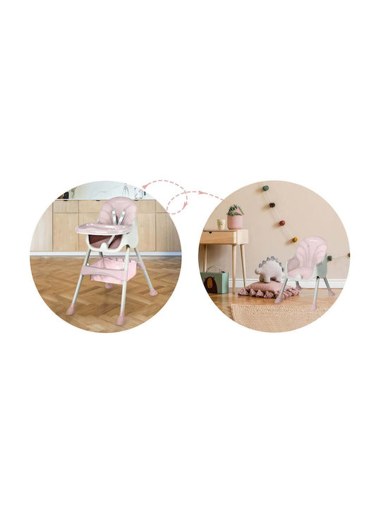 Ricokids Milo Klappbarer Baby Hochstuhl 3 in 1 mit Höhenverstellbar Rosa