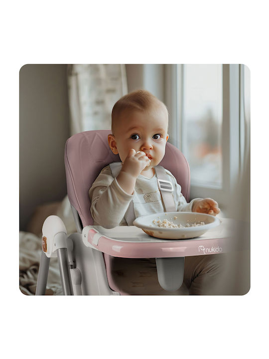 Nukido Elite Klappbarer Baby Hochstuhl 3 in 1 mit Höhenverstellbar Rosa