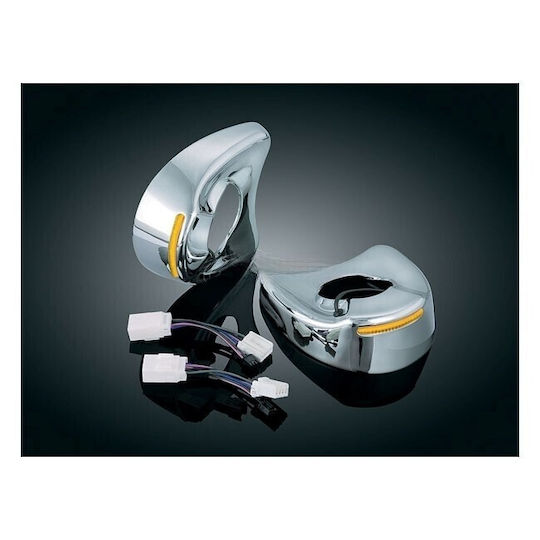 Kuryakyn Mirror Cover Set Integrated Chrome Turn Signals Harley-Davidson Street Glide 06-13 CVO Street Glide 10-11 Street Glide Trike 10-11 Electra Glide 96-Up Triglide 09-13 All Touring Models Fairing Mask Mirrors