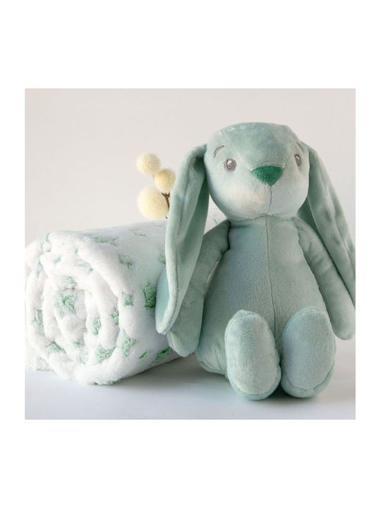 Kiokids Blanket Nursery Swaddling Blankets Fleece White with Animal Mint 100x100cm