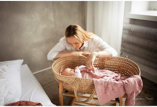 Bocioland Blanket Nursery Swaddling Blankets Bamboo Beige Miętowy 80x100cm
