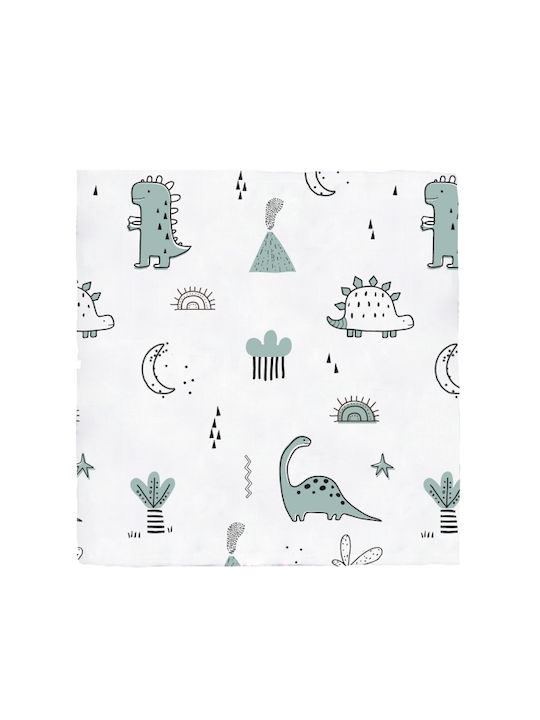 Bimbidreams Dinos Πάνες Αγκαλιάς από Μουσελίνα Λευκό 60x60εκ. 2τμχ