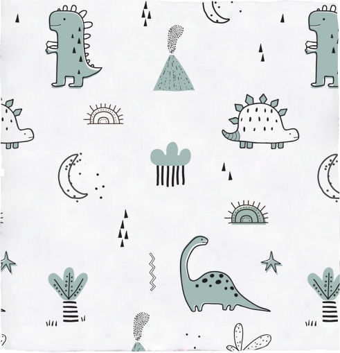 Bimbidreams Dinos Swaddle Blanket Muslin White 60x60cm 2 Pieces