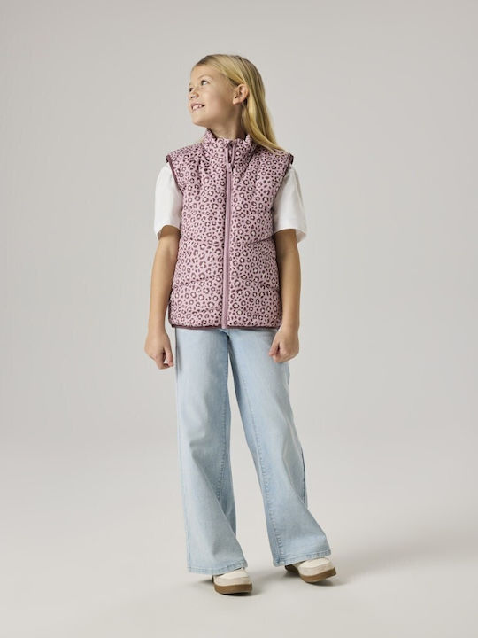 Kids' Casual Jacket Sleeveless with Lining White/Pink