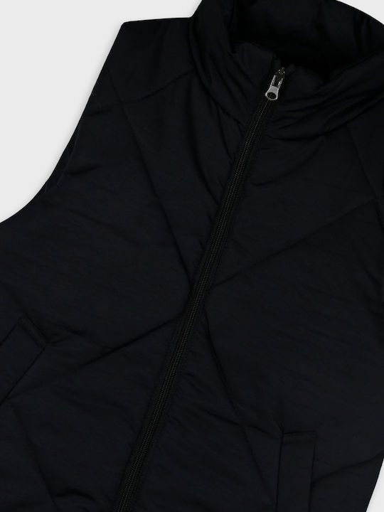 Kids Quilted Sleeveless Short Black Jacket
