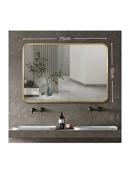 Aurelia Oglindă De Baie Rectangulară Din Metal 70x50cm Auriu