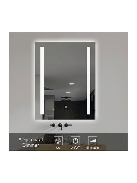 Eclipse 72 Oglindă De Baie Led Atingere Din Plastic 40x60cm Albă