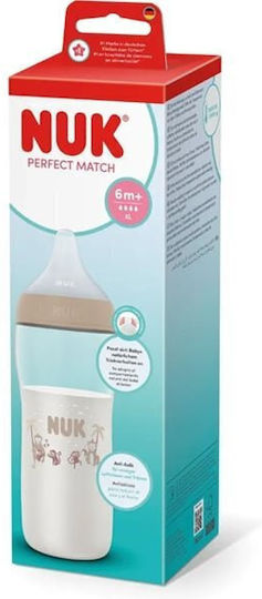 Nuk Πλαστικό Μπιμπερό Perfect Match Κατά των Κολικών με Θηλή Σιλικόνης για 6+ μηνών Καφέ 360ml
