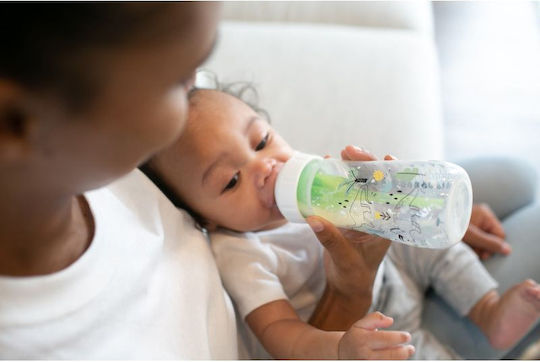 Dr. Brown's Plastic Baby Bottle Anti-Colic with Silicone Nipple for 0+, 0+ m, months Transparent Baby Dino 270ml
