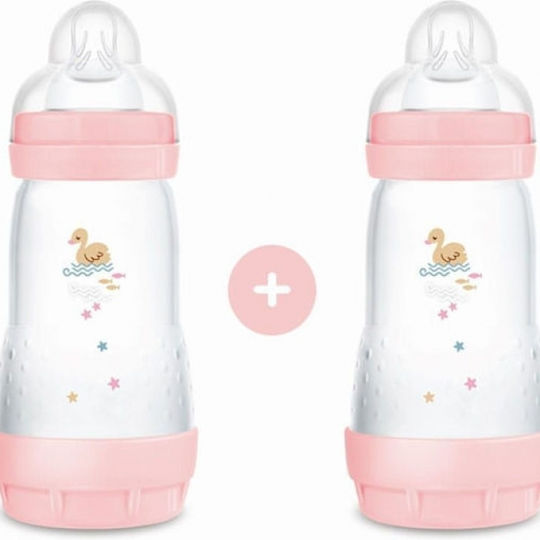 Mam Plastic Baby Bottle Easy Start Anti-Colic with Silicone Nipple for 2+ months Pink 260ml