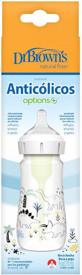 Dr. Brown's Plastic Baby Bottle Anti-Colic with Silicone Nipple for 0+, 0+ m, months Transparent Baby Dino 270ml