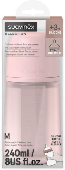 Suavinex Plastic Baby Bottle Anti-Colic with Silicone Teat Pink Rosewater 240ml