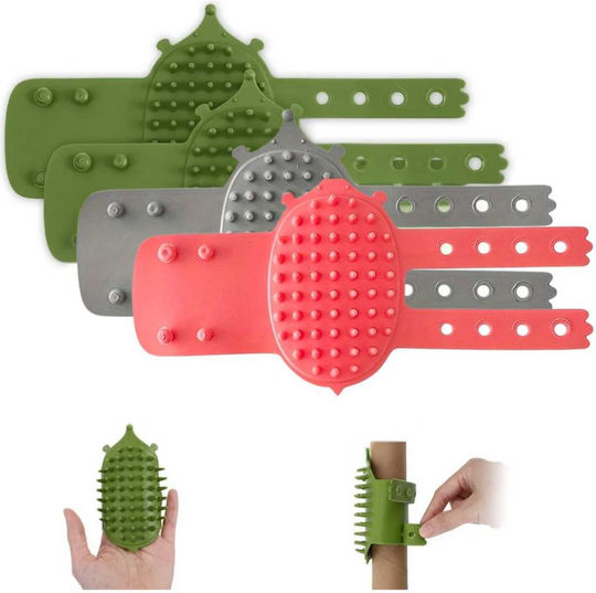 Cat Brush Scraper Silicone Self Grooming Strap Grey