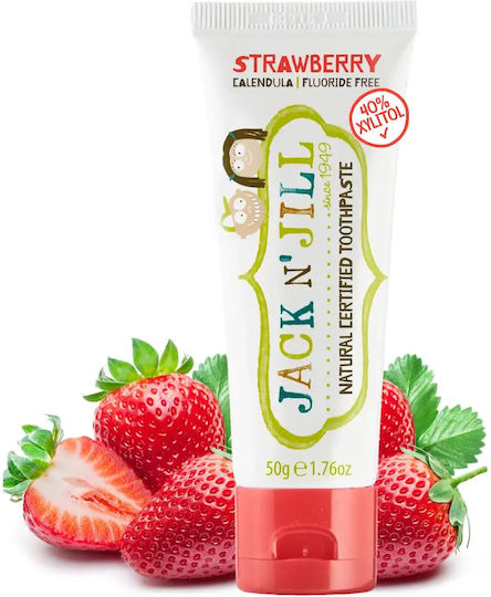 Jack n' Jill Baby Toothpaste for 6m+ with Strawberry Flavor Fluoride-Free 50gr