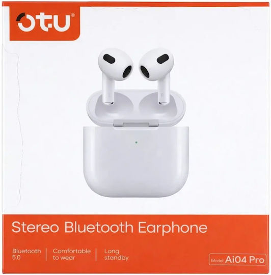 Ai04 Pro Earbud Bluetooth Handsfree Ακουστικά με Θήκη Φόρτισης Λευκά