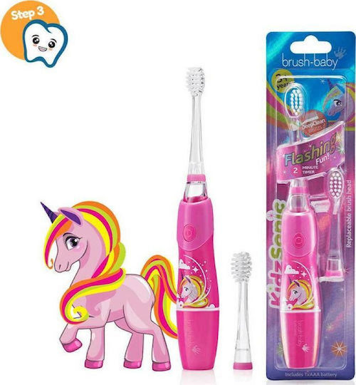 Brush Baby Kidz Sonic Children's Electric Toothbrush with Chronograph for 3+ Years Unicorn with Replacement Heads