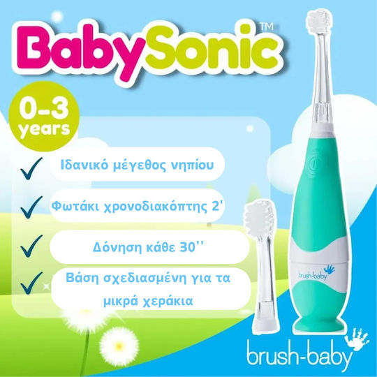 Brush Baby Babysonic Children's Electric Toothbrush with Chronograph for 0m+ Blue with Replacement Heads