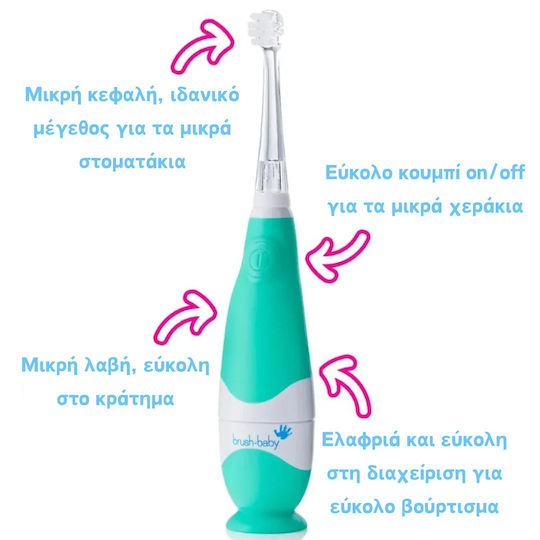Brush Baby Babysonic Children's Electric Toothbrush with Chronograph for 0m+ Blue with Replacement Heads