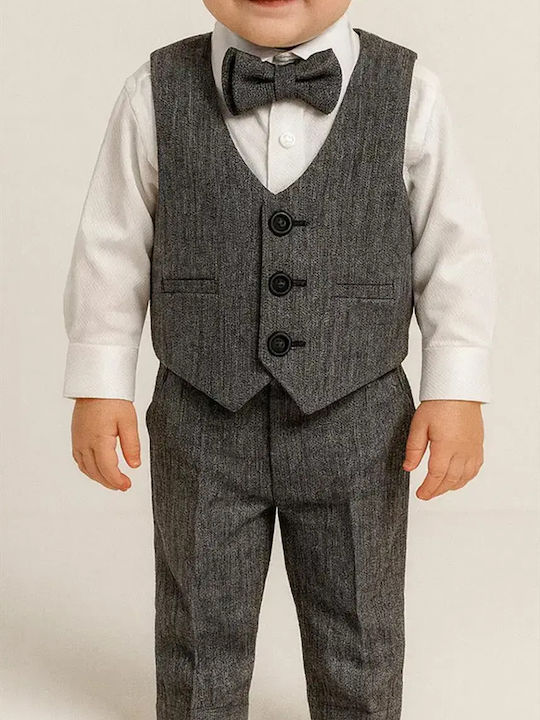 Extan Bebe Boys Baptism Suit with Vest Gray