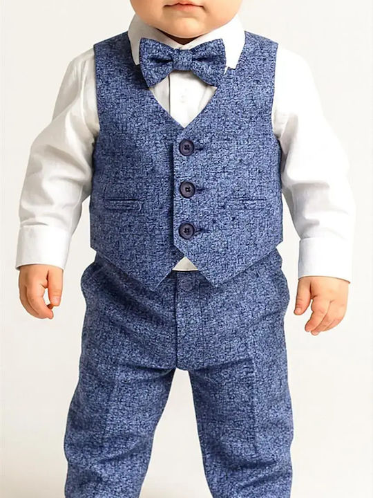 Extan Bebe Boys Baptism Suit with Vest Blue