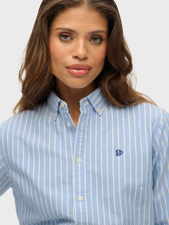 Shirt Long Sleeve Women's Shirt Light Blue Striped