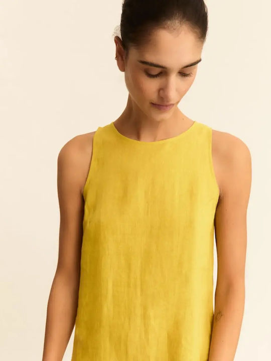 Rochii De Vară Pentru Femei Midi Rochie-Cămașă Galben Muștar