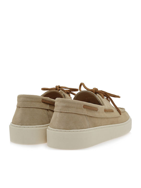 Suede Men's Boat Shoes in White Colour