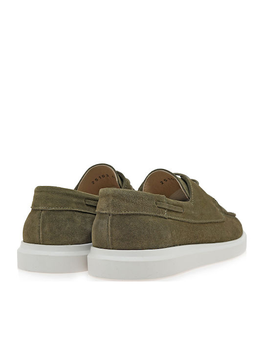 Suede Men's Boat Shoes in Green Colour