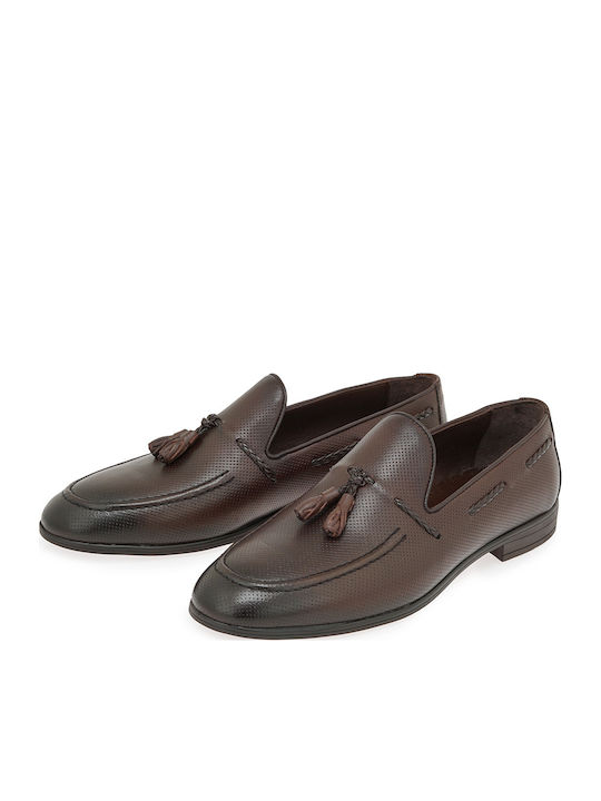 Δερμάτινα Ανδρικά Loafers σε Καφέ Χρώμα
